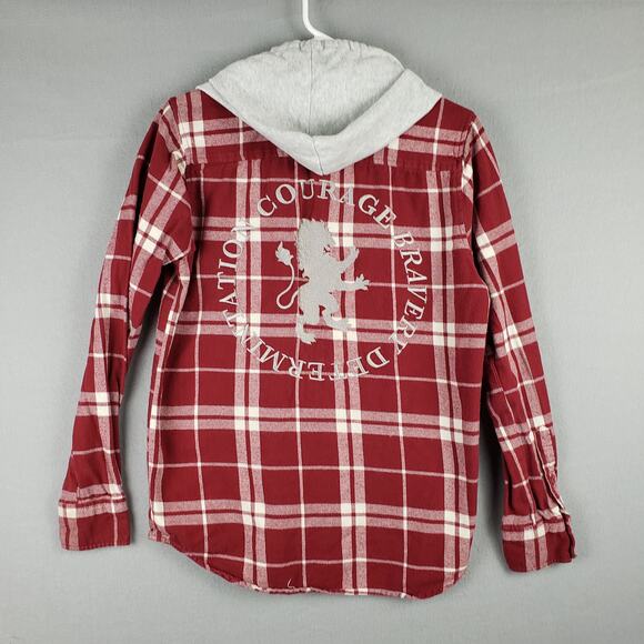 Harry Potter Size XS Hooded Flannel Gryffindor Embroidered Red Plaid‎ Hogwarts - Picture 10 of 12